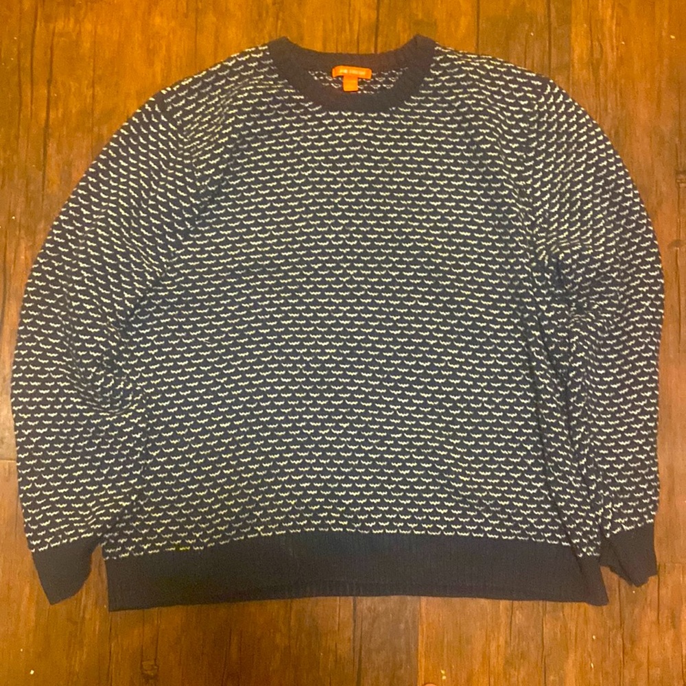 XXL big Comfy blue sweater with white pattern